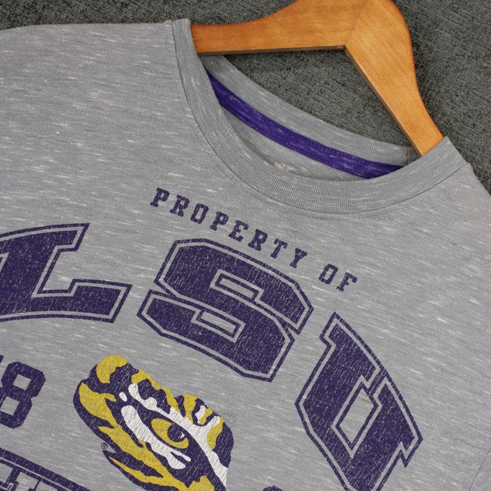 Colosseum LSU Tigers Athletics Shirt Mens Medium Grey Space Dye Heather Tee M